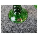 Set of (6) NEW Böckling Frosted Oil Wine Glasses with Grape Motif and Green Stems - Made in Germany