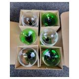 Set of (6) NEW Böckling Frosted Oil Wine Glasses with Grape Motif and Green Stems - Made in Germany