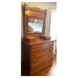 Vintage Victorian Four Drawer Dresser with Mirror and Hanky Drawers