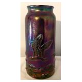 Fenton Art Glass Cobalt Blue Carnival Mayflower Ship Vase