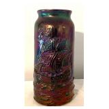 Fenton Art Glass Cobalt Blue Carnival Mayflower Ship Vase