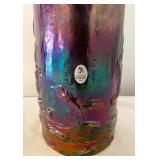 Fenton Art Glass Cobalt Blue Carnival Mayflower Ship Vase