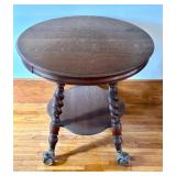 Antique Parlor Table with Twist Legs and Glass Ball Claw Feet