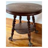 Antique Parlor Table with Twist Legs and Glass Ball Claw Feet