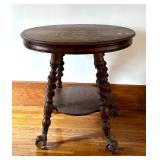 Antique Parlor Table with Twist Legs and Glass Ball Claw Feet