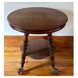 Antique Parlor Table with Twist Legs and Glass Ball Claw Feet