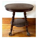 Antique Parlor Table with Twist Legs and Glass Ball Claw Feet