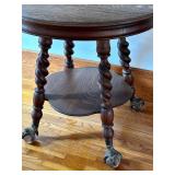 Antique Parlor Table with Twist Legs and Glass Ball Claw Feet