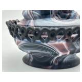 Vintage Purple Imperial Slag Glass Lidded Lion Candy Dish