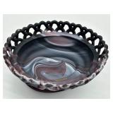 Vintage Purple Imperial Slag Glass Lidded Lion Candy Dish