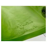 11” Fenton Glass Lime Green Alley Cat Figurine Hand Painted with Flowers