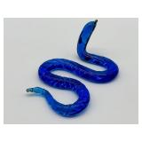 Hand Blown Cobalt Blue Glass Snake Figurine