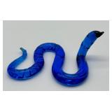 Hand Blown Cobalt Blue Glass Snake Figurine