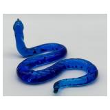 Hand Blown Cobalt Blue Glass Snake Figurine