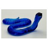 Hand Blown Cobalt Blue Glass Snake Figurine