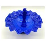Fenton Glass Cobalt Blue Two Piece Dish Nymph Set