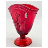 Fenton Glass Ruby Red Dancing Ladies Fan Vase