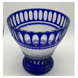 Beautiful Cobalt Blue and White Large Crystal Vase