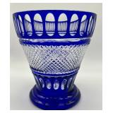 Beautiful Cobalt Blue and White Large Crystal Vase