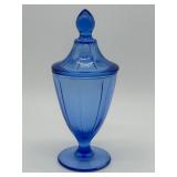 Fun Vintage Blue Glassware Items including Vintage Shirley Temple Creamer and Cambridge Glass Jar