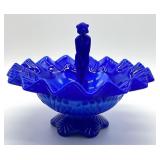 Fenton Glass Cobalt Blue Two Piece Dish Nymph Set