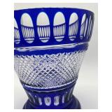 Beautiful Cobalt Blue and White Large Crystal Vase