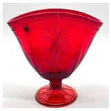 Fenton Glass Ruby Red Dancing Ladies Fan Vase