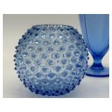 Fun Vintage Blue Glassware Items including Vintage Shirley Temple Creamer and Cambridge Glass Jar