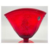 Fenton Glass Ruby Red Dancing Ladies Fan Vase