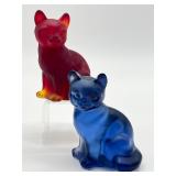 Two Vintage Fenton Glass Cat Figurines