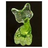 Fenton Uranium Glass Alley Cat Figurine