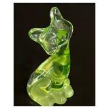 Fenton Uranium Glass Alley Cat Figurine
