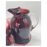 Vintage Amethyst Glass Platter, Pitcher and Tumbler Set