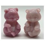 Pair of Fenton Glass Teddy Bear Figurines