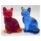Two Vintage Fenton Glass Cat Figurines