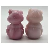 Pair of Fenton Glass Teddy Bear Figurines