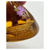 Vintage Fenton Amber Glass Hand Painted Happy Cat Figurine