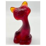 Vintage Fenton Amberina Alley Cat Figurine