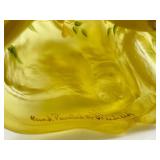 Fenton Hand Painted Glass Yellow Alley Cat Figurine