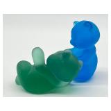 Pair of Fenton Glass Teddy Bear Figurines