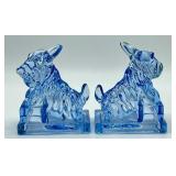 Pair of Special Edition 1999 Cambridge Glass Collectors Scottie Dog Bookends