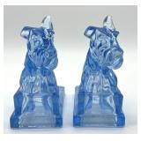 Pair of Special Edition 1999 Cambridge Glass Collectors Scottie Dog Bookends