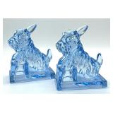 Pair of Special Edition 1999 Cambridge Glass Collectors Scottie Dog Bookends