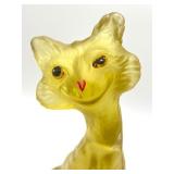 Fenton Hand Painted Glass Yellow Alley Cat Figurine