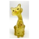 Fenton Hand Painted Glass Yellow Alley Cat Figurine