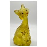 Fenton Hand Painted Glass Yellow Alley Cat Figurine