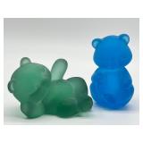 Pair of Fenton Glass Teddy Bear Figurines