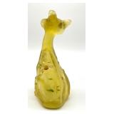 Fenton Hand Painted Glass Yellow Alley Cat Figurine