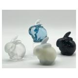 Collection of Four Fenton Glass Rabbit Figurines