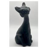 Fenton Glass Black Matte Alley Cat Figurine